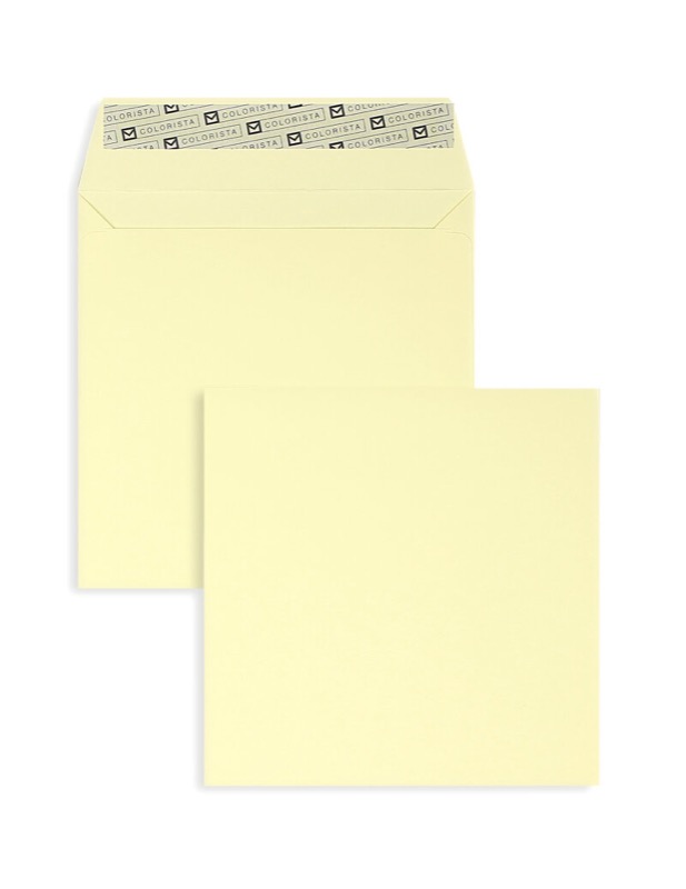 enveloppes colorées crème (crème jaunâtre) 160 x 160 mm | 130 g/qm colorista | sans fenêtre | fermeture adhésive | rabat droit | 100 pièces