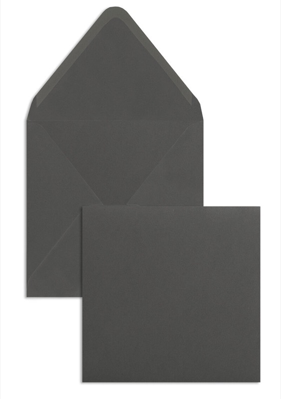 enveloppes colorées gris (gris foncé) 160 x 160 mm | 120 g/qm offset | sans fenêtre | fermeture gommée | rabat pointu | 100 pièces