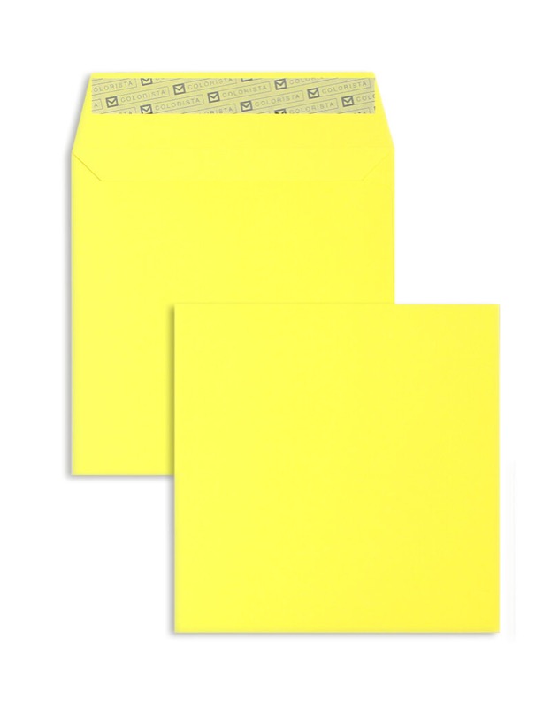enveloppes colorées jaune 160 x 160 mm | 130 g/qm colorista | sans fenêtre | fermeture adhésive | rabat droit | 100 pièces