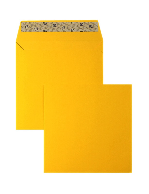 enveloppes colorées jaune (jaune d'or) 160 x 160 mm | 120 g/qm colorista | sans fenêtre | fermeture adhésive | rabat droit | 100 pièces