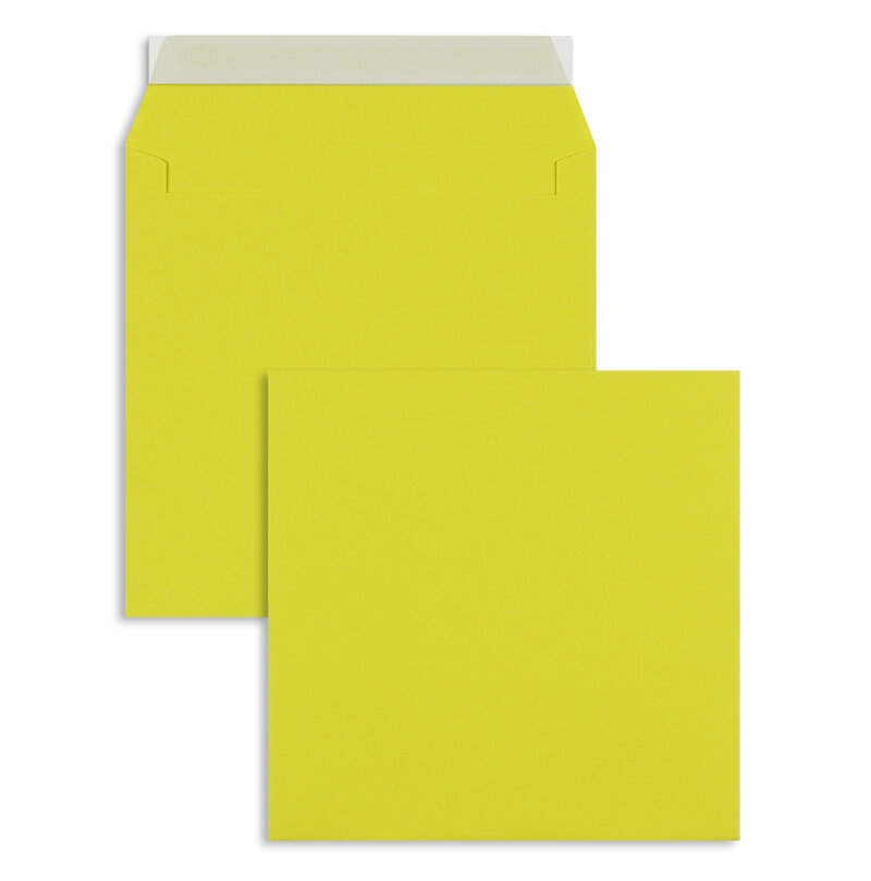 enveloppes colorées jaune (jaune intense) 160 x 160 mm | 120 g/m² offset | sans fenêtre | fermeture adhésive | rabat droit | 100 pièces