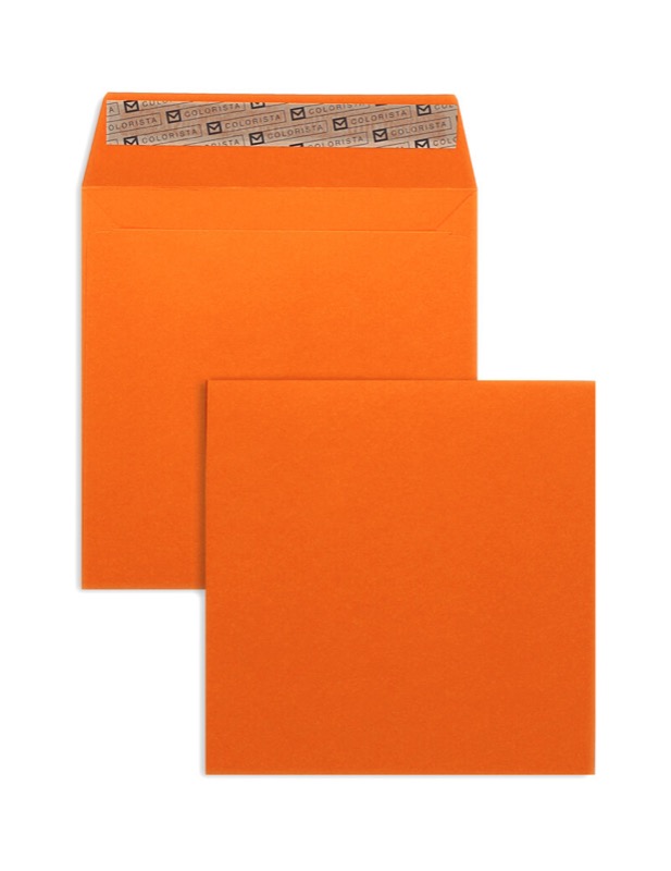 enveloppes colorées orange 160 x 160 mm | 120 g/qm colorista | sans fenêtre | fermeture adhésive | rabat droit | 100 pièces