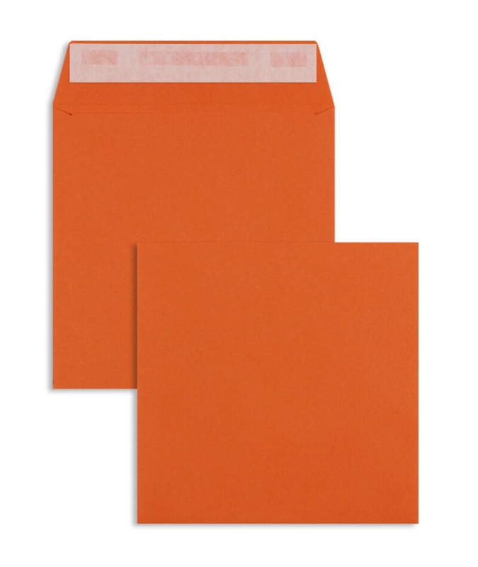 enveloppes colorées orange 160 x 160 mm | 120 g/m² offset | sans fenêtre | fermeture adhésive | rabat droit | 100 pièces
