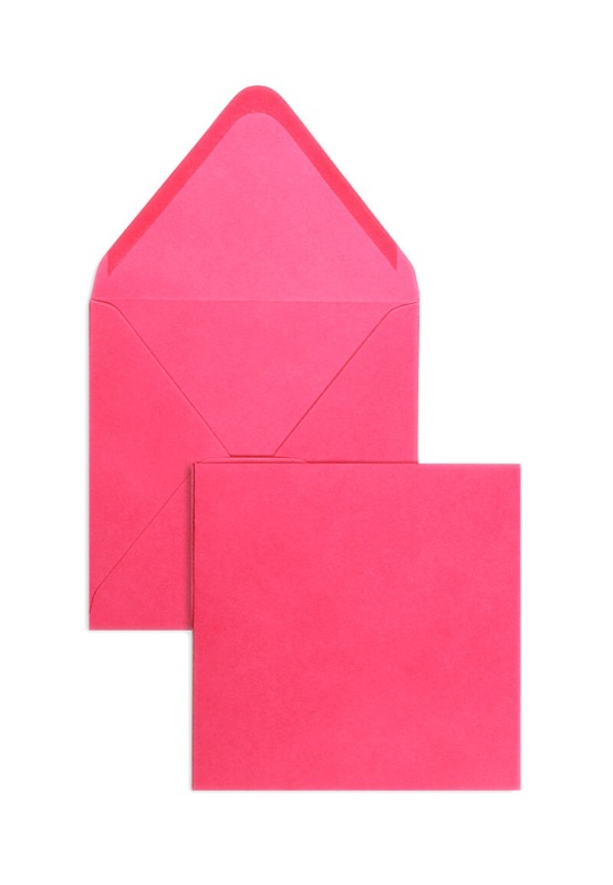 enveloppes colorées rose 160 x 160 mm | 120 g/qm offset | sans fenêtre | fermeture gommée | rabat pointu | 100 pièces