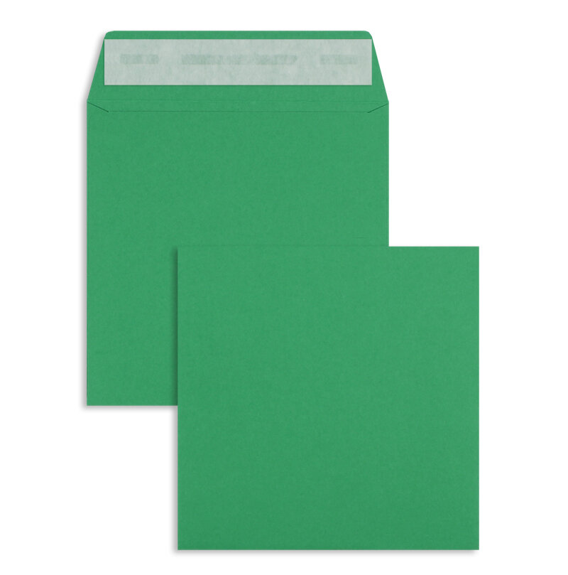 enveloppes colorées vert (trèfle) 160 x 160 mm | 120 g/m² offset | sans fenêtre | fermeture adhésive | rabat droit | 100 pièces