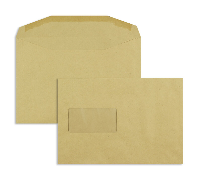enveloppe de mise sous pli colorées marron 162 x 235 mm (din c5) | 80 g/m² natron | avec fenêtre | fermeture gommée | rabat trapézoïdal | 500 pièces