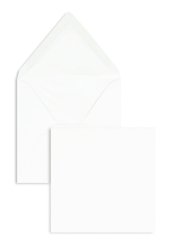 enveloppes blanc 164 x 164 mm | 100 g/m² côtelé (paperado) | sans fenêtre | fermeture gommée | rabat pointu | 100 pièces