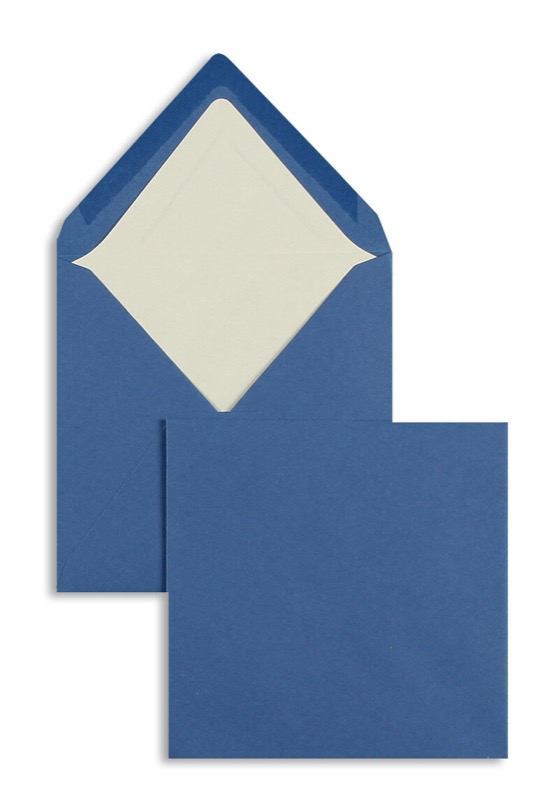 enveloppes colorées bleu (bleu dur) 164 x 164 mm | 100 g/m² côtelé (paperado) | sans fenêtre | fermeture gommée | rabat pointu | 100 pièces