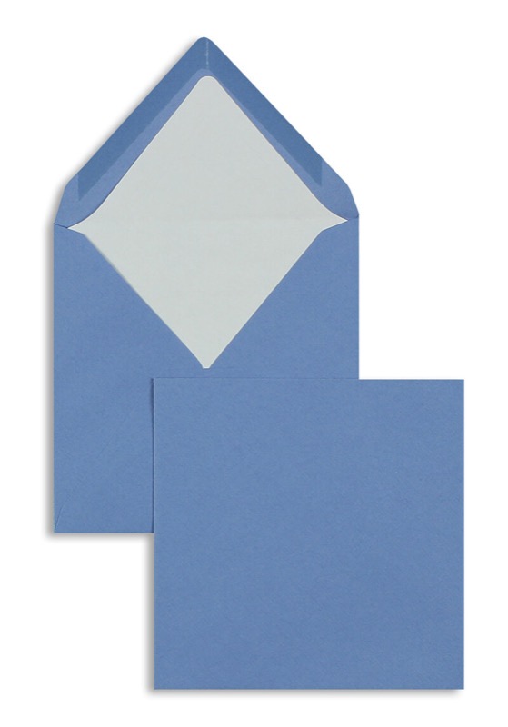 enveloppes colorées bleu (bleu foncé) 164 x 164 mm | 100 g/m² côtelé (paperado) | sans fenêtre | fermeture gommée | rabat pointu | 100 pièces