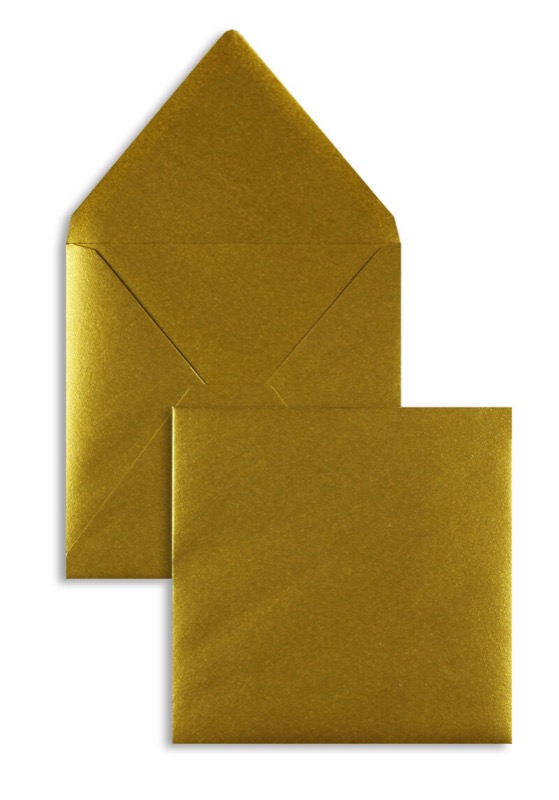 enveloppes colorées doré 164 x 164 mm | 100 g/m² offset (paperado) | sans fenêtre | fermeture gommée | rabat pointu | 100 pièces