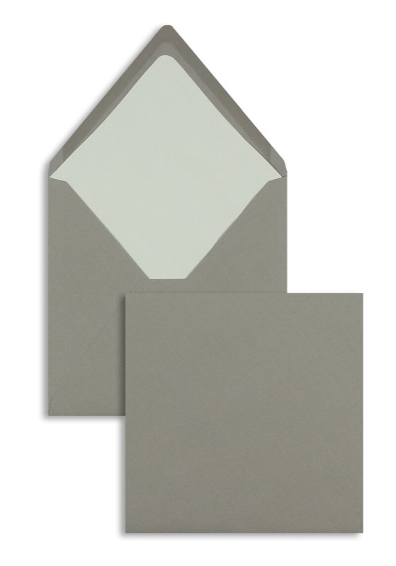 enveloppes colorées gris (gris taupe) 164 x 164 mm | 100 g/m² côtelé (paperado) | sans fenêtre | fermeture gommée | rabat pointu | 100 pièces