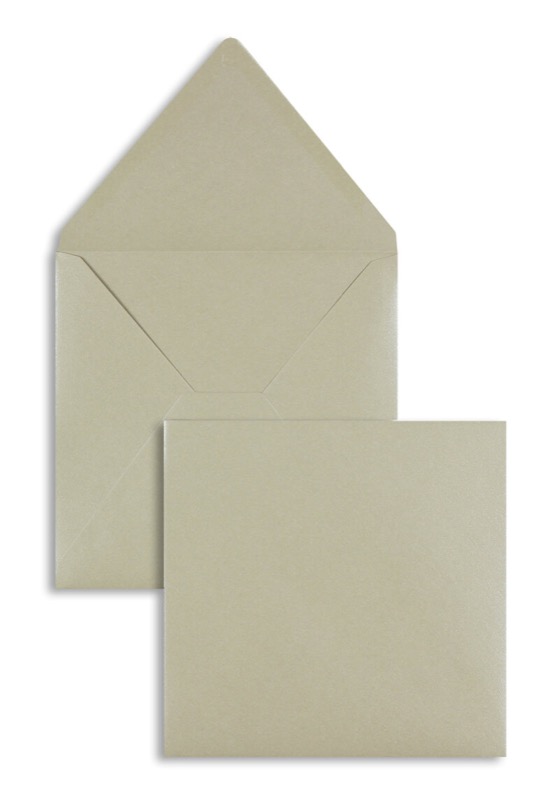 enveloppes colorées gris (gris taupe) 164 x 164 mm | 100 g/m² métallique | sans fenêtre | fermeture gommée | rabat pointu | 100 pièces