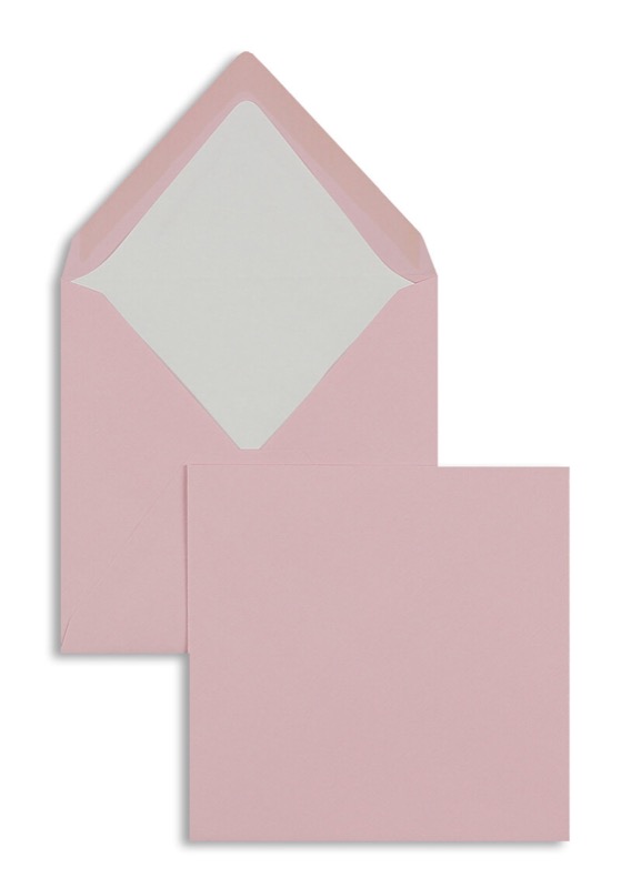 enveloppes colorées rose (rose flamant) 164 x 164 mm | 100 g/m² côtelé (paperado) | sans fenêtre | fermeture gommée | rabat pointu | 100 pièces