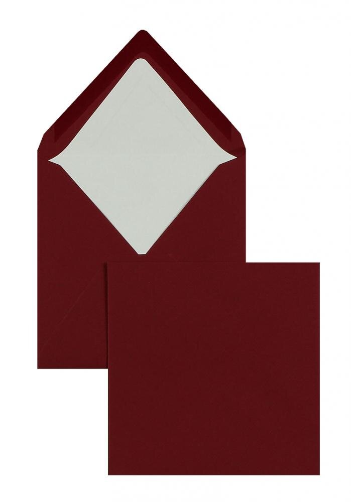 enveloppes colorées rouge (rosso) 164 x 164 mm | 100 g/m² côtelé (paperado) | sans fenêtre | fermeture gommée | rabat pointu | 100 pièces