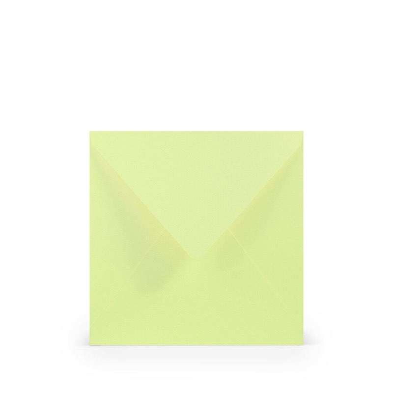enveloppes colorées vert (pistache) 164 x 164 mm | 100 g/qm côtelé (paperado) | sans fenêtre | fermeture gommée | rabat pointu | 100 pièces