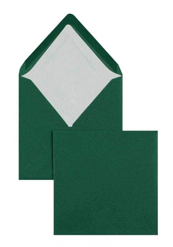 enveloppes colorées vert (vert sapin) 164 x 164 mm | 100 g/m² côtelé (paperado) | sans fenêtre | fermeture gommée | rabat pointu | 100 pièces