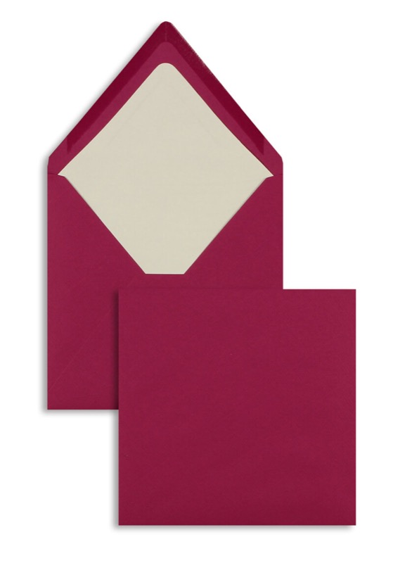 enveloppes colorées violet (amarena) 164 x 164 mm | 100 g/m² côtelé (paperado) | sans fenêtre | fermeture gommée | rabat pointu | 100 pièces
