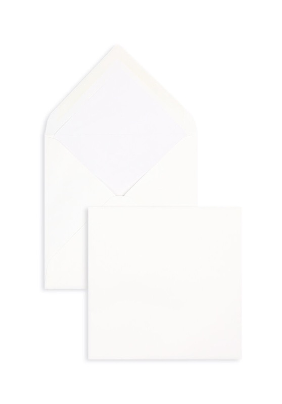 enveloppes blanc 165 x 165 mm | 135 g/m² velin | sans fenêtre | fermeture gommée | rabat pointu | 100 pièces