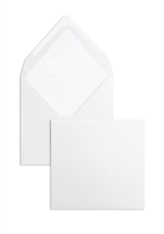enveloppes blanc (blanc naturel) 165 x 165 mm | 135 g/m² côtelé | sans fenêtre | fermeture gommée | rabat pointu | 100 pièces