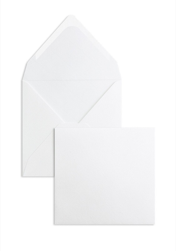 enveloppes blanc (blanc naturel) 165 x 165 mm | 135 g/m² côtelé | sans fenêtre | fermeture gommée | rabat pointu | 100 pièces