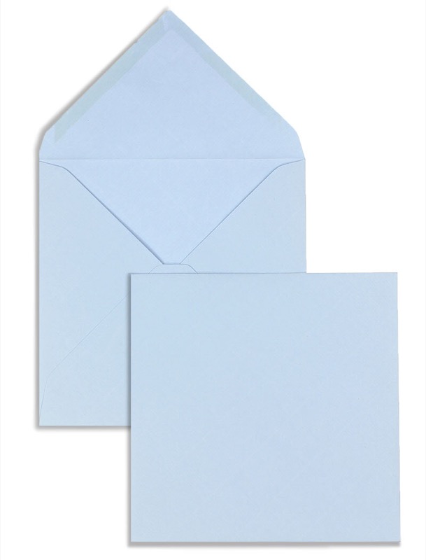 enveloppes colorées bleu 165 x 165 mm | 135 g/m² côtelé | sans fenêtre | fermeture gommée | rabat pointu | 100 pièces