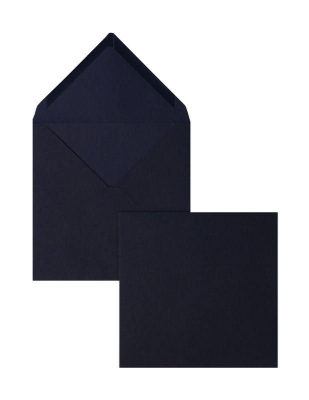 enveloppes colorées bleu (bleu foncé) 165 x 165 mm | 120 g/m² velin | sans fenêtre | fermeture gommée | rabat pointu | 100 pièces