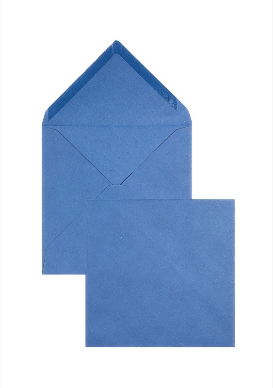 enveloppes colorées bleu (bleu otan) 165 x 165 mm | 120 g/m² velin | sans fenêtre | fermeture gommée | rabat pointu | 100 pièces