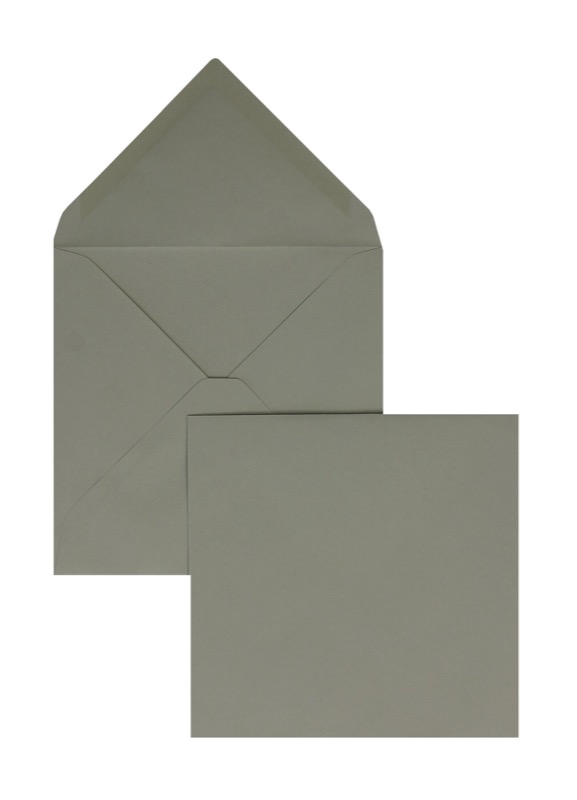 enveloppes colorées gris 165 x 165 mm | 100 g/m² côtelé | sans fenêtre | fermeture gommée | rabat pointu | 100 pièces