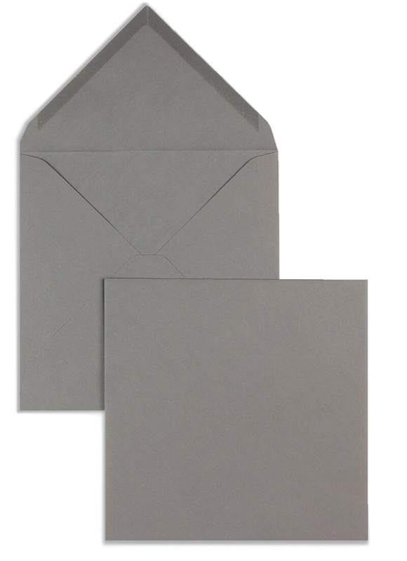 enveloppes colorées gris (ardoise) 165 x 165 mm | 120 g/m² velin | sans fenêtre | fermeture gommée | rabat pointu | 100 pièces