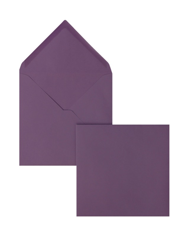 enveloppes colorées violet (lavande) 165 x 165 mm | 120 g/m² velin | sans fenêtre | fermeture gommée | rabat pointu | 100 pièces