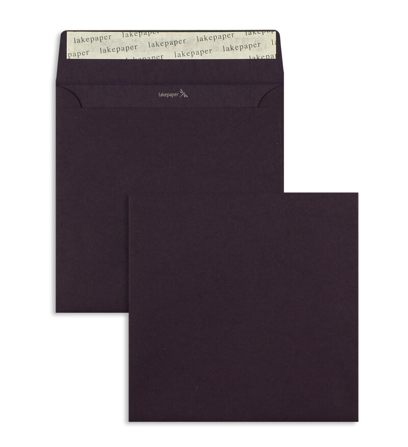 enveloppes colorées violet (lilas) 165 x 165 mm | 100 g/qm the kiss (lakepaper) | sans fenêtre | fermeture adhésive | rabat droit | 100 pièces