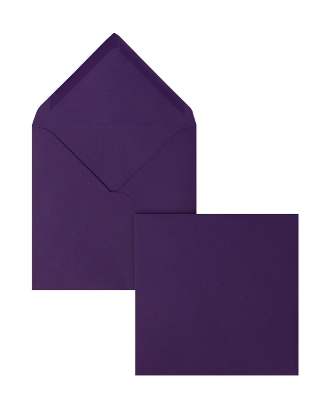 enveloppes colorées violet (lilas) 165 x 165 mm | 120 g/m² velin | sans fenêtre | fermeture gommée | rabat pointu | 100 pièces