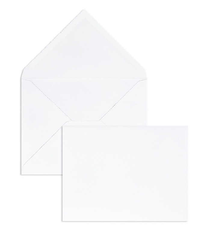 enveloppes blanc (blanc côtelé) 165 x 215 mm (din c5) | 135 g/m² bord frangeux | sans fenêtre | fermeture gommée | rabat pointu | 100 pièces