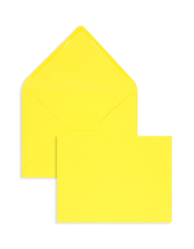 enveloppes colorées jaune (jaune de soleil) 165 x 215 mm (din c5) | 120 g/m² velin | sans fenêtre | fermeture gommée | rabat pointu | 100 pièces