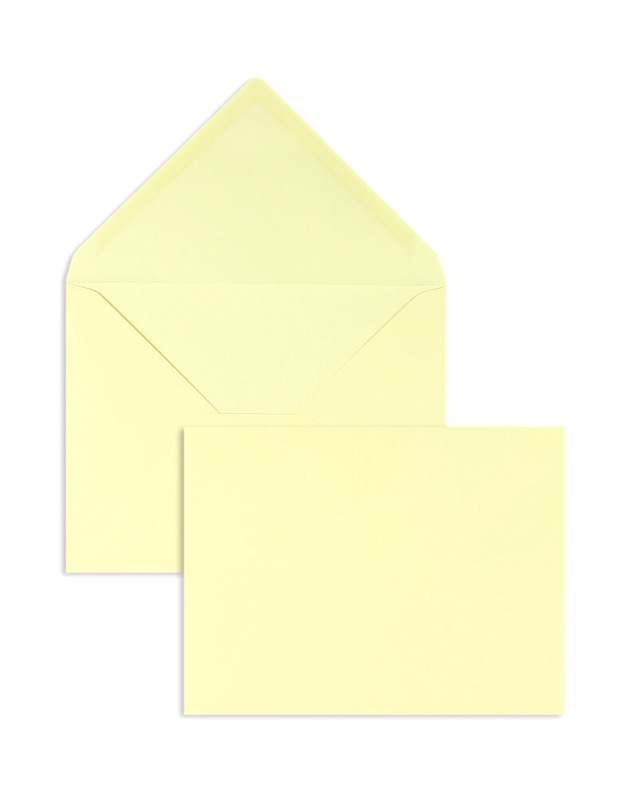 enveloppes colorées jaune (jaune pastel) 165 x 215 mm (din c5) | 120 g/m² velin | sans fenêtre | fermeture gommée | rabat pointu | 100 pièces