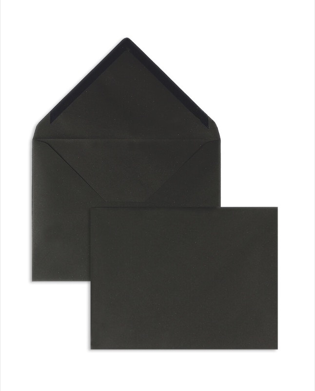 enveloppes colorées noir 165 x 215 mm (din c5) | 120 g/m² velin | sans fenêtre | fermeture gommée | rabat pointu | 100 pièces