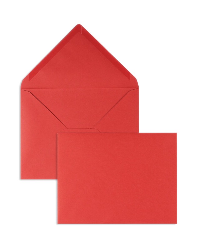 enveloppes colorées rouge (rouge cinabre) 165 x 215 mm (din c5) | 120 g/m² velin | sans fenêtre | fermeture gommée | rabat pointu | 100 pièces