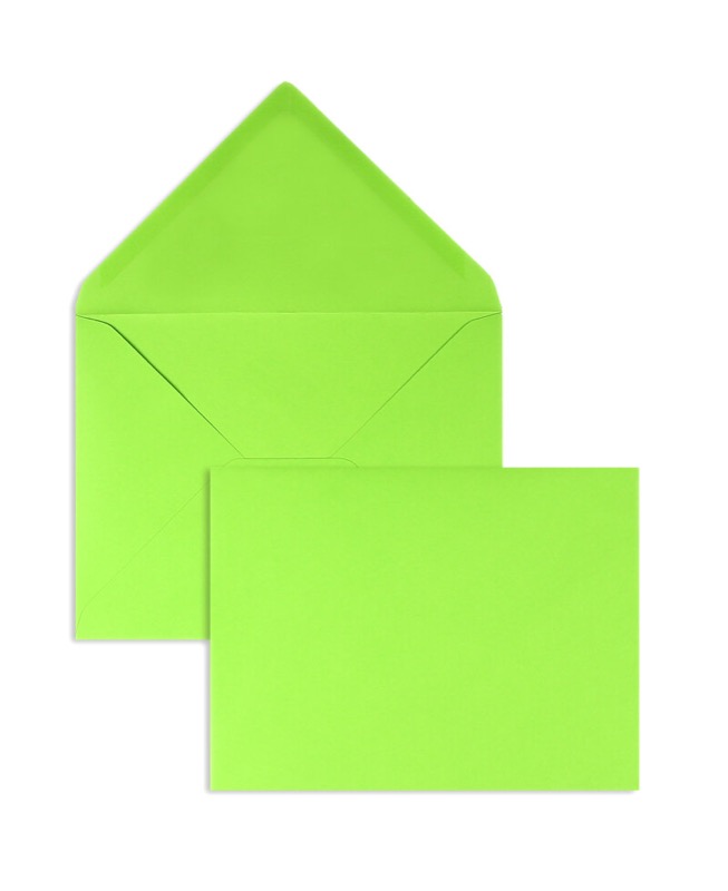 enveloppes colorées vert (vert clair) 165 x 215 mm (din c5) | 120 g/m² velin | sans fenêtre | fermeture gommée | rabat pointu | 100 pièces