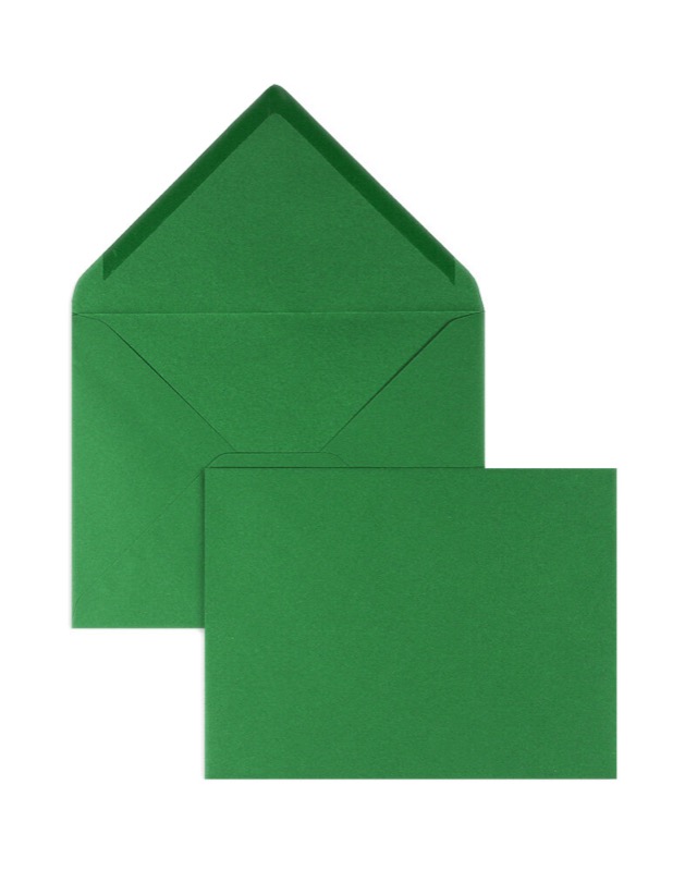 enveloppes colorées vert (vert mousse) 165 x 215 mm (din c5) | 120 g/m² velin | sans fenêtre | fermeture gommée | rabat pointu | 100 pièces