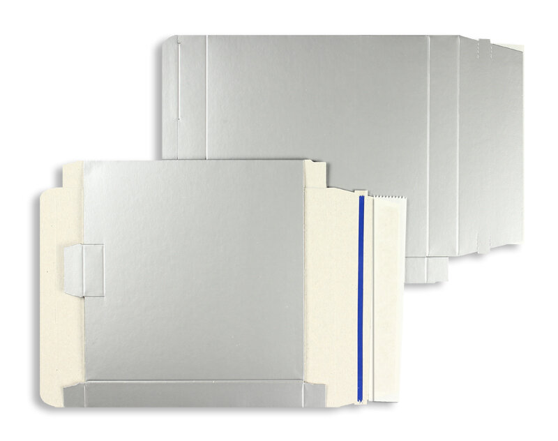 boîtes colorées argent 170 x 170 x 22 mm | 450 g/qm carton | sans fenêtre | sluiting | rabat droit | 25 pièces