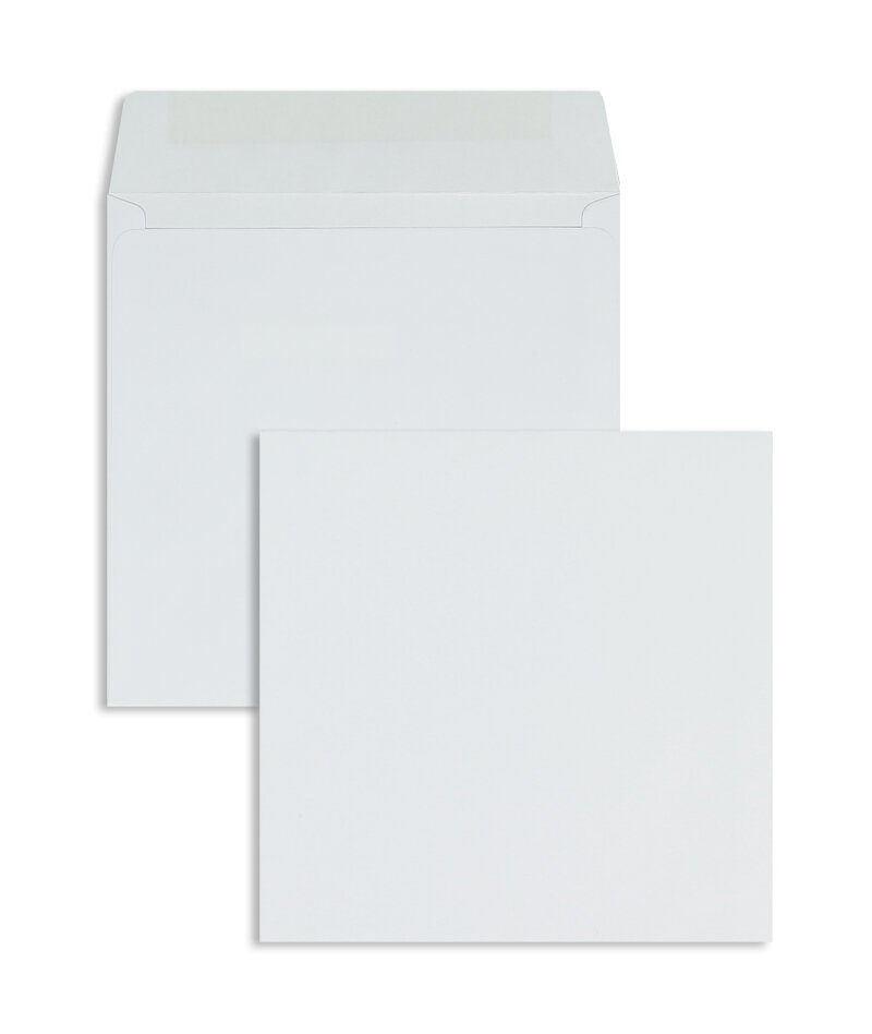 enveloppes blanc 170 x 170 mm | 100 g/m² offset | sans fenêtre | fermeture gommée | rabat droit | 100 pièces