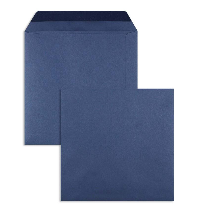 enveloppes colorées bleu (bleu nocturne) 170 x 170 mm | 120 g/m² offset | sans fenêtre | fermeture gommée | rabat droit | 100 pièces
