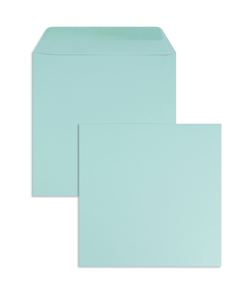 enveloppes colorées bleu (lagon) 170 x 170 mm | 120 g/m² offset | sans fenêtre | fermeture gommée | rabat droit | 100 pièces