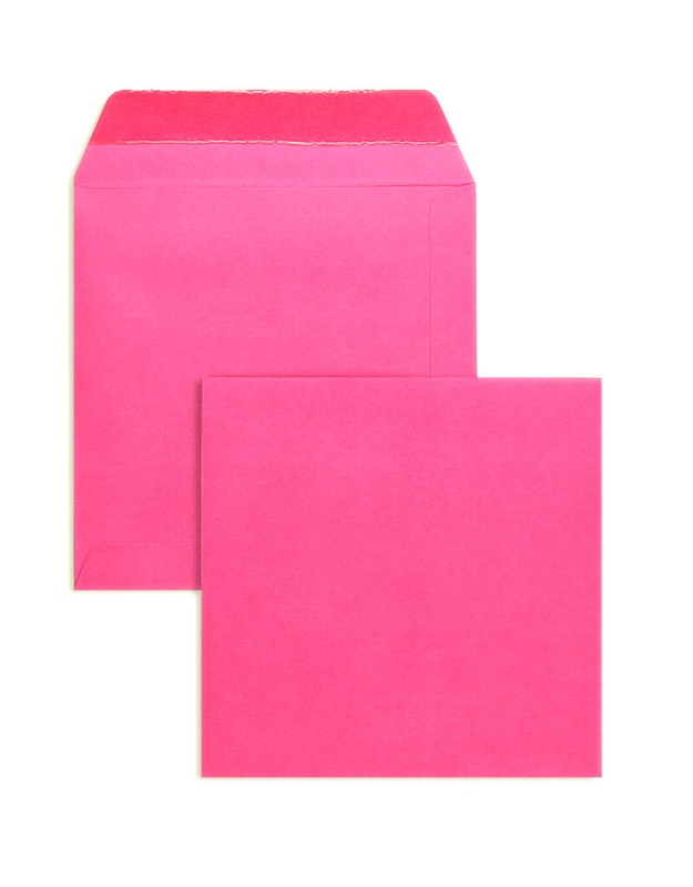 enveloppes colorées rose 170 x 170 mm | 120 g/qm offset | sans fenêtre | fermeture gommée | rabat droit | 100 pièces