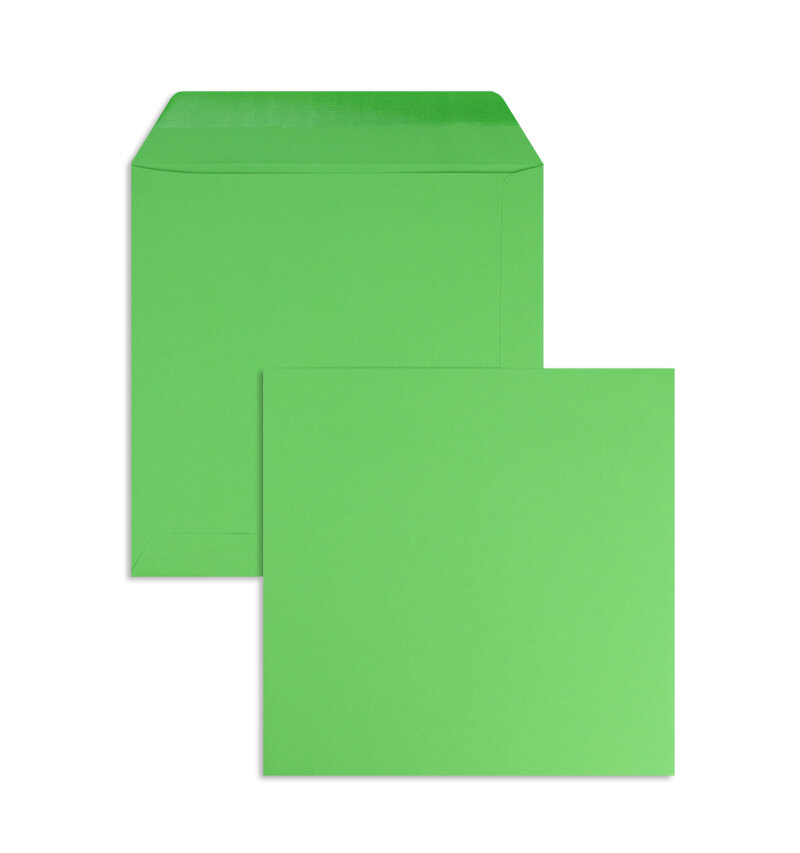 enveloppes colorées vert (émeraude) 170 x 170 mm | 120 g/m² offset | sans fenêtre | fermeture gommée | rabat droit | 100 pièces