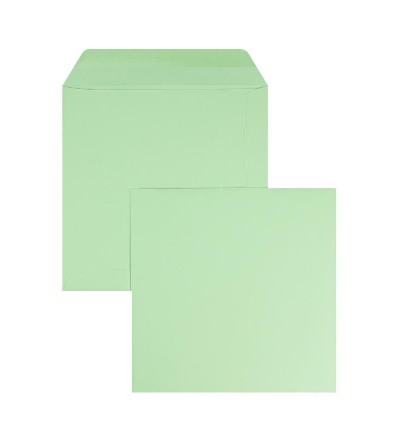enveloppes colorées vert (vert pistache) 170 x 170 mm | 120 g/m² offset | sans fenêtre | fermeture gommée | rabat droit | 100 pièces