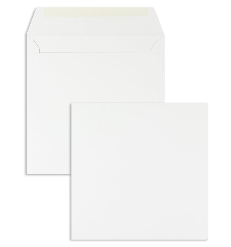 enveloppes blanc 190 x 190 mm | 100 g/m² offset | sans fenêtre | fermeture gommée | rabat droit | 100 pièces
