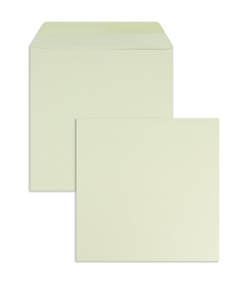 enveloppes colorées crème (champagne) 190 x 190 mm | 120 g/m² offset | sans fenêtre | fermeture gommée | rabat droit | 100 pièces
