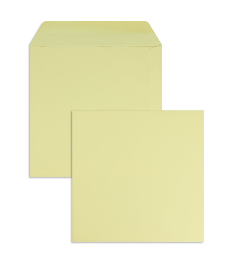 enveloppes colorées crème (grain) 190 x 190 mm | 120 g/m² offset | sans fenêtre | fermeture gommée | rabat droit | 100 pièces