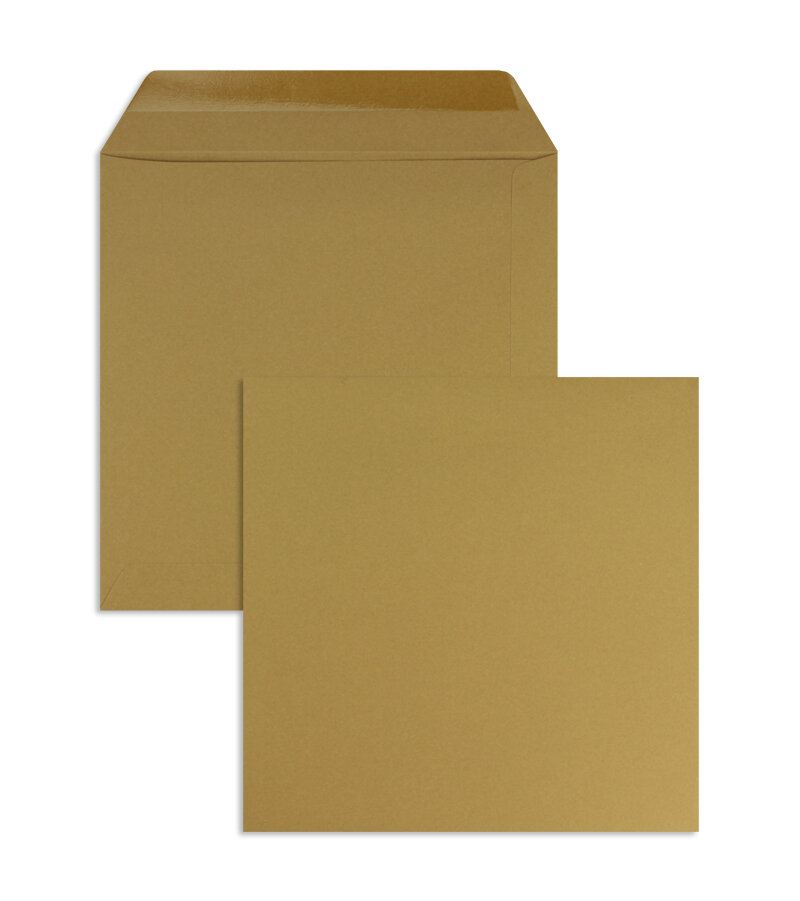 enveloppes colorées marron (kraft) 190 x 190 mm | 120 g/m² offset | sans fenêtre | fermeture gommée | rabat droit | 100 pièces
